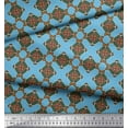 thumbnail image 2 of Soimoi Blue Rayon Crepe Fabric Stripe & Diamond Geometric Print Fabric by the Yard 46 Inch Wide, 2 of 3