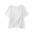 thumbnail image 3 of TAGOLD Womens Short Sleeve Round-Neck Blouses & Shirts Solid Color Round Neck Loose Half Sleeve Top, 3 of 4
