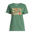 thumbnail image 5 of PositiviTees Women's Fall Graphic T-Shirt, Seasonal Short Sleeve Tee Thankful Trio, Sizes S-3XL, 5 of 5
