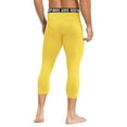 thumbnail image 2 of Haitryli Mens Quick Dry Compression Tights Sport Athletic Pants Calf Length Legging Sleep Base Layer Yellow 3XL, 2 of 7