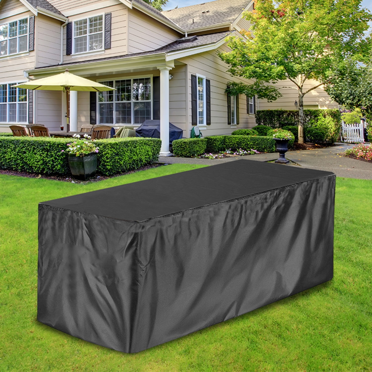 OPTUTUS Heavy Duty Deck Box Cover, Waterproof and UV Resistant Outdoor Storage Cover, Fits 62"x30"x28"
