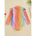 thumbnail image 4 of Mialoley Bikini pour Bébé Fille, Manches Longues Fermeture Éclair Rayé Coloré Maillot de Bain d'Été, 4 of 8