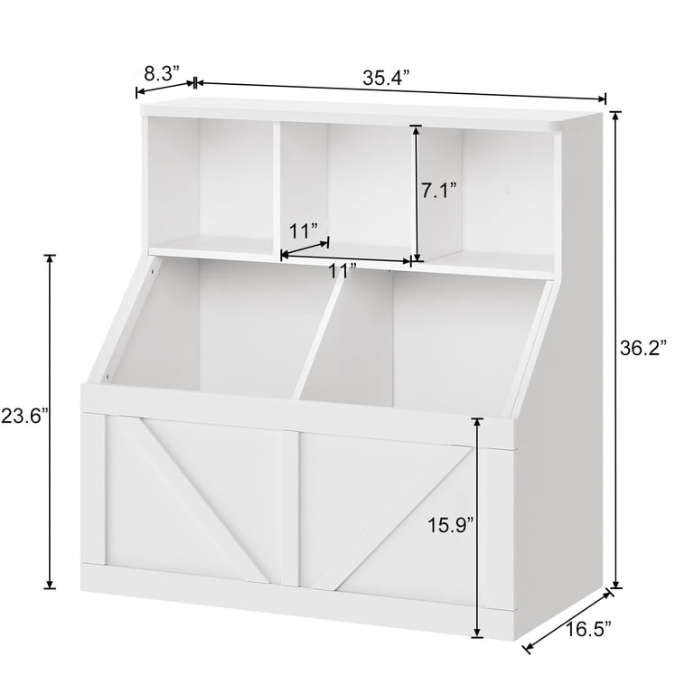 Tropow Kids Bookshelf and Toy Storage Organizer, White photo 5
