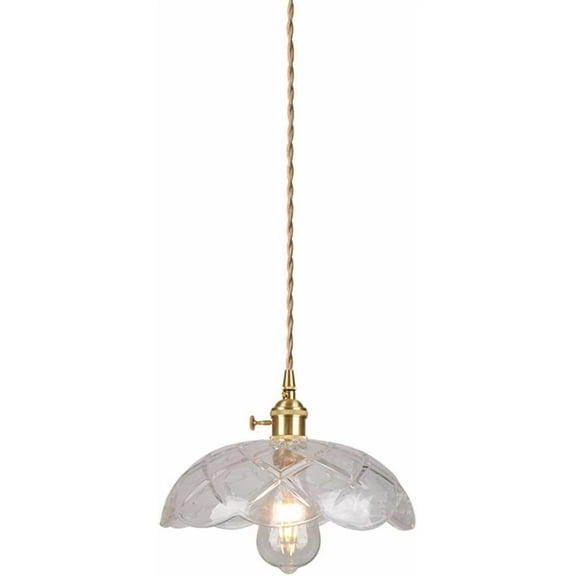 Clear Glass Rustic Pendant Lighting for Over Island, Farmhouse Transparent Glass Pendant Light for Dining Room, Modern Pendant Light Fixture with Switch, Retro Pendant Light for Kitchen Sink