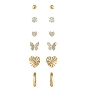 Believe by Brilliance Women's 14kt Gold Flash Plated Cubic Zirconia Earring Set of 6 Pairs