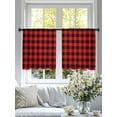 thumbnail image 5 of Red Black Buffalo Plaid Semi Sheer Curtains 45 Inch Length 2 Panels Set, Black Red Checkered Sheer Kitchen Curtain Privacy Voile Window Curtain for Living Room Bedroom Rod Pocket Drapes, 5 of 7