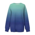 thumbnail image 4 of Hoodies Women Fall Loose Fit Crew Neck Long Sleeve Rolled One Shoulder Gradient Leisure Cotton Pullover Sweatshirts(Blue,XXL), 4 of 5