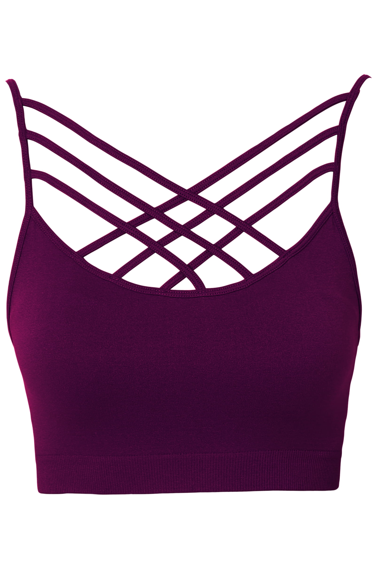 Womens Cross Harness Strappy Lace Bra Bustier Vest Crop