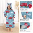 thumbnail image 3 of FORMRS Wearable Blanket Hoodie with Sleeves for Kids Cozy Flannel Sweatshirt, Blue Truck Clouds Pattern, 3 of 7