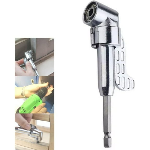 Tingzi Degree Right Angle Drill Adapter, 105 Degree Drill Adapter, Right Angle Drill Attachment, 1/4" Hex Shank Driver Angle Drill Attachment for Household Work(Long Short)