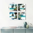 thumbnail image 4 of Teal Beach Palm Tree Canvas Wall Art Watercolor Blue Seaside Landscape Print Painting Wall Decor 8x8" 4Pcs Abstract Coastal Scenery Picture Modern Artwork for Living Room Bathroom Home Decoration, 4 of 6