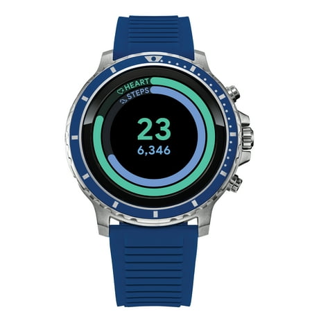 Citizen - CZ Smart HR Heart Rate Smartwatch 46mm Blue Silicon Stainless Steel watch, Powered by Google Wear OS - Blue