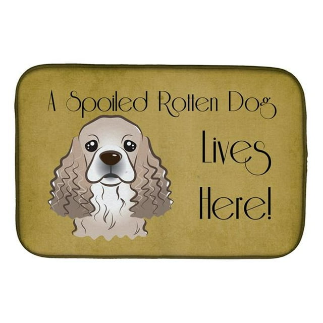 Carolines Treasures BB1464DDM Cocker Spaniel Spoiled Dog Lives Here Dish Drying Mat