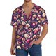 thumbnail image 1 of Balery music Skull record Guitar Camisa Casual de Manga Corta con Botones para Hombre, Texturizada, Estilo Cubano, para Playa, Verano-Large, 1 of 5