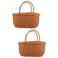 thumbnail image 6 of MLINS 2pcs Imitation Rattan Basket Double Handles Basket Picnic Basket Sundries Basket, 6 of 8