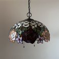 thumbnail image 6 of Tiffany Pendant Lights Fixture Red Orange Stained Glass Rose Flowers LED Bulb Included for Dining Room Hotel Restaurant Cafe 16"W*16"D*75"H, 6 of 9