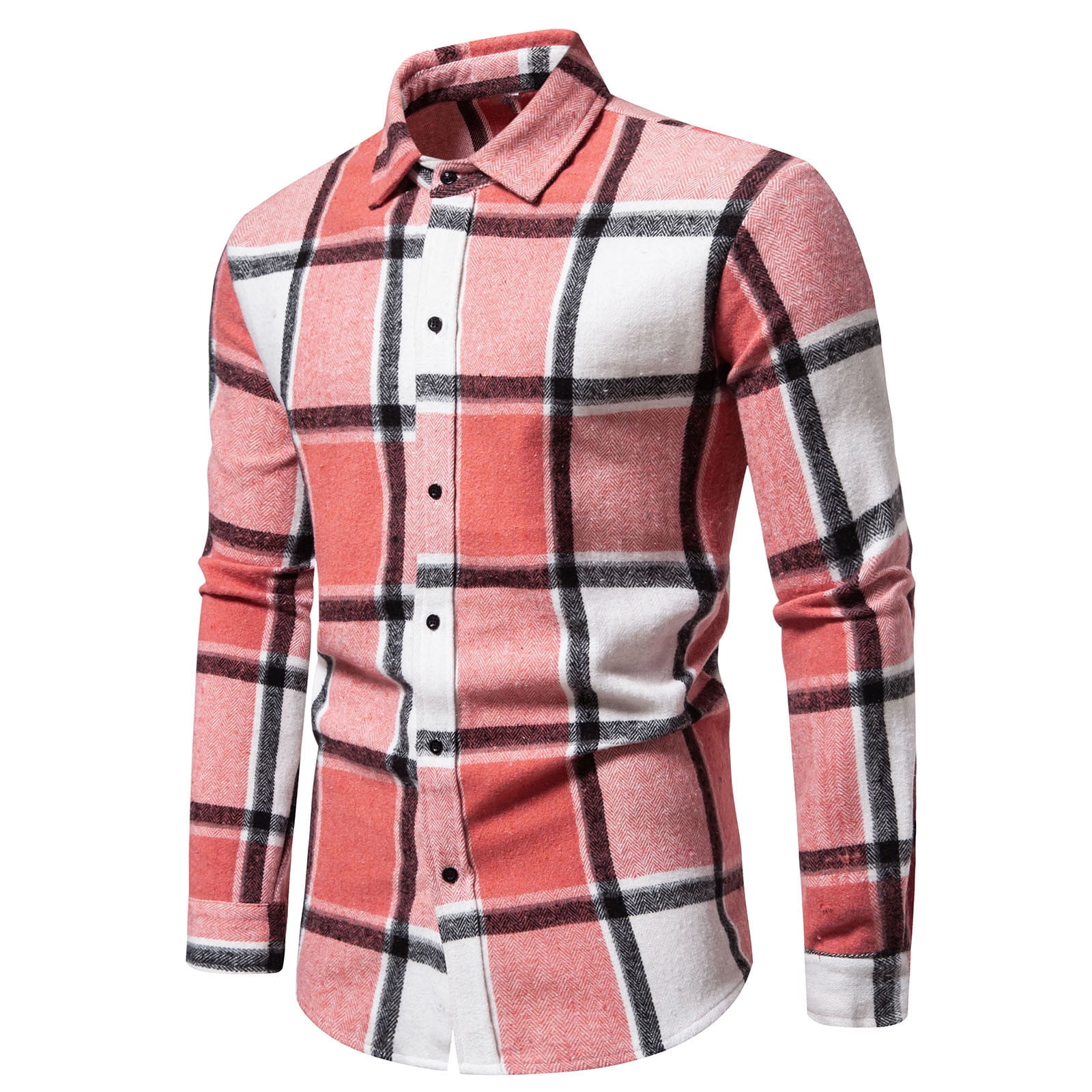 Damipow Men's Flannel Shirt - Long Sleeve Plaid Button-Down, Red Buffalo Check, Size X-Large - View #2