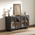 thumbnail image 4 of JOINICE Sideboard Buffet Cabinet with Arched Glass Doors,Modern Accent Console Wood Black Cabinet with Storage,for Living Room,Dining Room,Entryway, 4 of 10