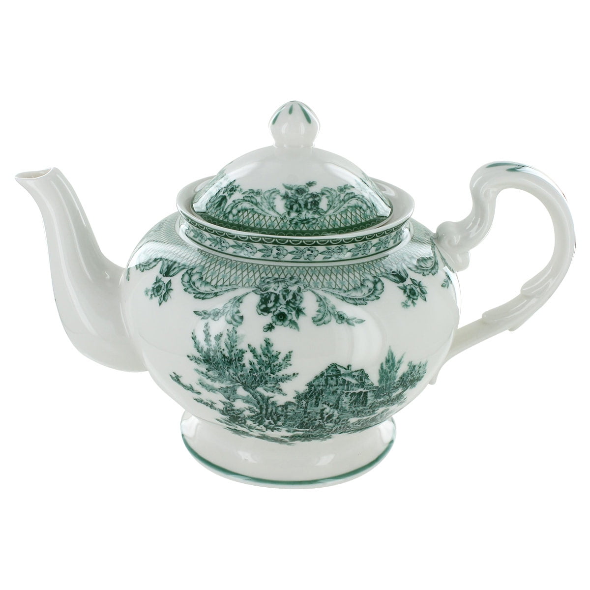 Green Toile Porcelain 5 Cup Teapot
