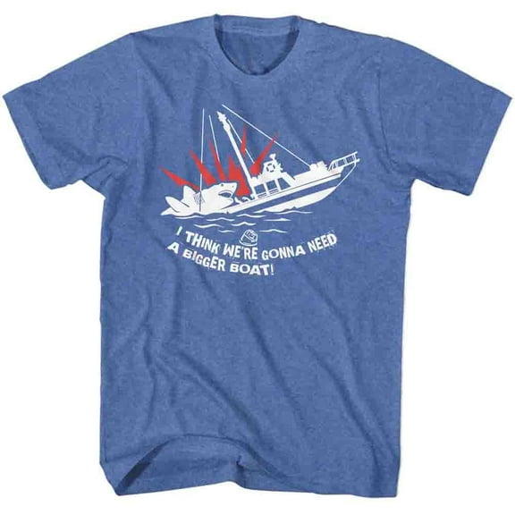 Jaws Bigger Boat Royal Heather Adult T-Shirt