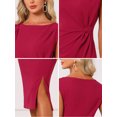 thumbnail image 5 of DARING DIVA Women's Sheath Boat Neck Formal Ruched Office Work Dress XL Red, 5 of 5