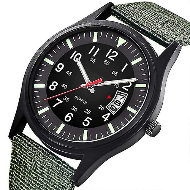 Reloj analógico deportivo de campo táctico del ejército para hombres, reloj de trabajo, resistente al agua, reloj de cuarzo casual al aire libre para hombres, verde, pulsera ShuxiuWang 8390612971884