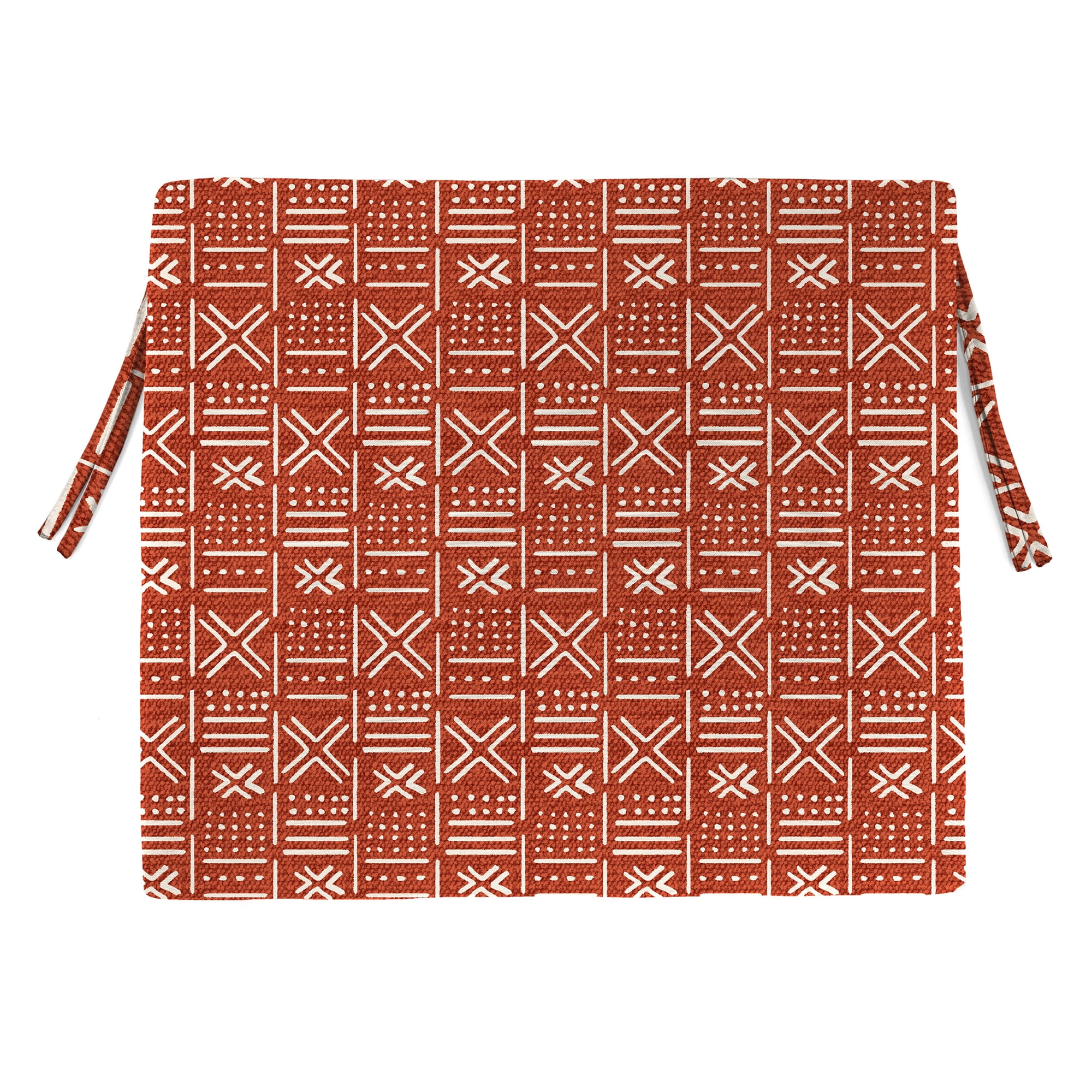 Jordan Manufacturing 17" x 19" Brevard Mesa Rust Geometric Rectangular Outdoor Chair Pad Seat Cushion with Ties (2 Pack)