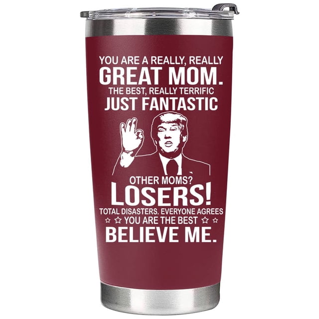 Vaso de café BETHEGIFT Great Mom de acero inoxidable, 600 ml, rojo