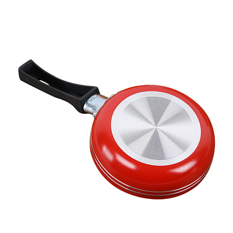 Frying Pan Small Round Mini Aluminum Non Stick Fry Pan 6.1/4 With Silicon  Cover Handle 16 CM (red) 