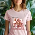 thumbnail image 5 of Dreaming of a Pink Christmas T-Shirt | Gingerbread House Holiday Tee, White, Size S, 5 of 6