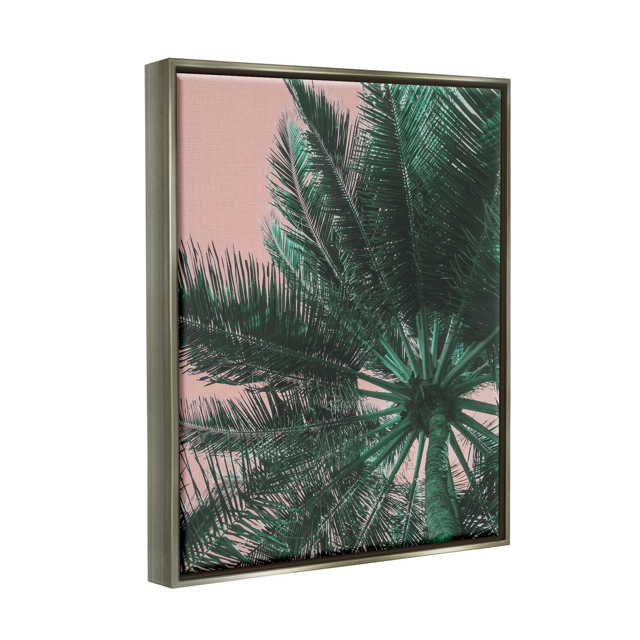 Stupell Industries Summer Overhead Palm Tree Photograph Luster Gray Floating Framed Canvas Print Wall Art, Design by Lil' Rue