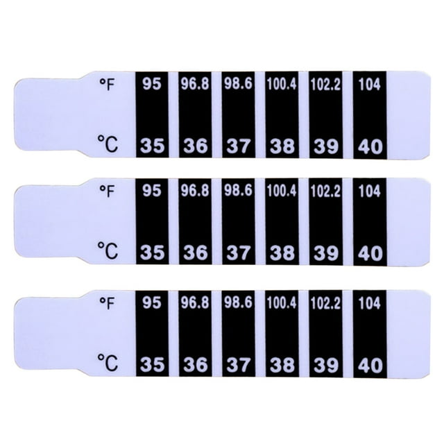 EeaseMX 30 tiras de termómetro para la frente, color negro, para decolorar la temperatura corporal.