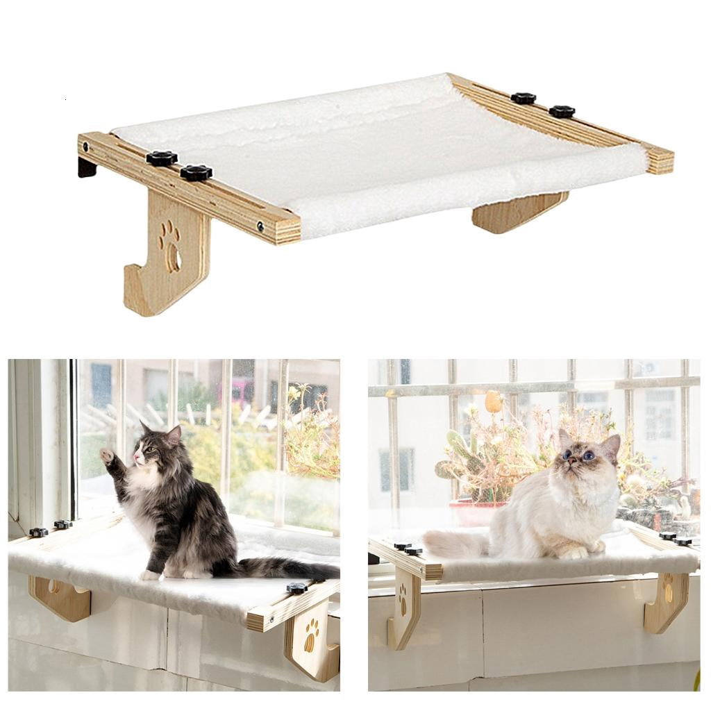 Giaone Home Window Mounted Cats Hammock Bed with Wood Frame And Plush Cotton Pad And Pet Sun Bath Bed