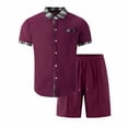 thumbnail image 4 of CHUMUD Mens 2 Piece Outfit Set Tracksuits Button Down Shirts jJackets and Shorts Summer Beach Vacation Lounge Workout Short Sleeve Plaid Sets Everyday, 4 of 9