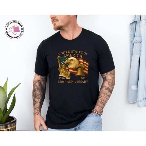 America Patriotic 250th Anniversary Gift, Statue of Liberty T-Shirt, American Eagle Celebration 1776-2026 Tee