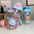 thumbnail image 2 of Clear Wine Bottles, Plastic Pink Glass Cups With Lids, Personalised Kids Water Bottle With And Lid Back To School Supplies Custom Name For Boys Girls Teen Gifts 500ml Birthday Leak Proof, 2 of 4