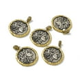 thumbnail image 3 of 3pcs Rack Plating Brass Pendants with Imitation Pearl Beads Cadmium Free & Lead Free & Nickle Free Flat Round with Woman Pattern Greece Coin Charm Silver & Golden, 3 of 3