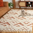 thumbnail image 3 of SAFAVIEH Moroccan Tassel Larry Geometric Shag Area Rug, Ivory/Brick Rust, 4' x 6', 3 of 8
