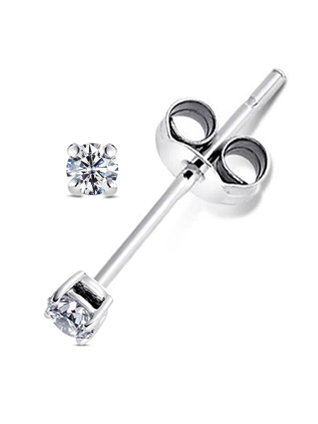Hypoallergenic Earrings Long Thick Post Screw Back Posts CZ Earrings ZowBinBin Earrings 18K White Gold Plated 925 Sterling Silver Round Cut and Princess Cut Cubic Zirconia Stud Earrings