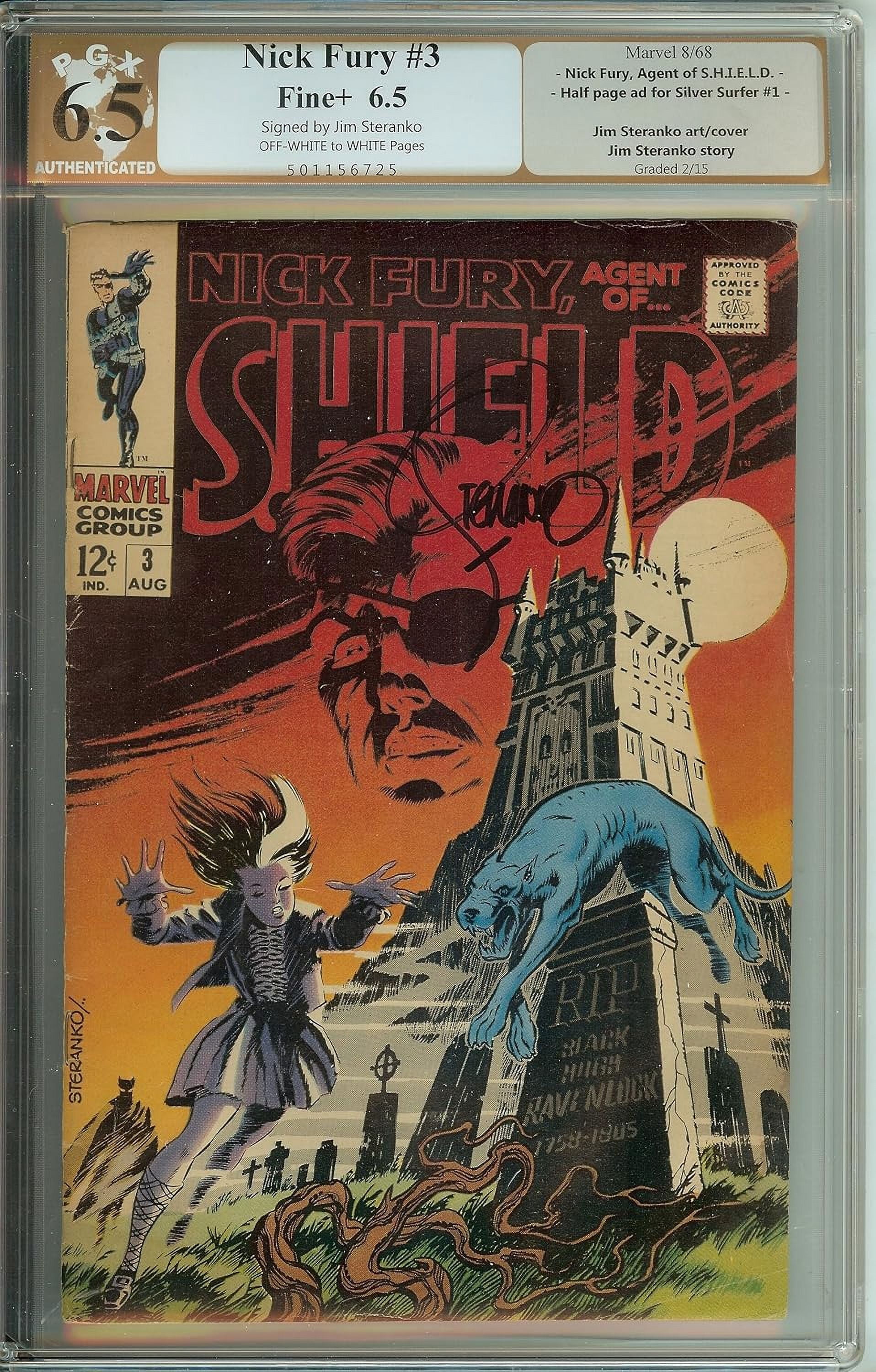 Nick Fury Agent of SHIELD #3 PGX 6.5 not CGC Signed Steranko