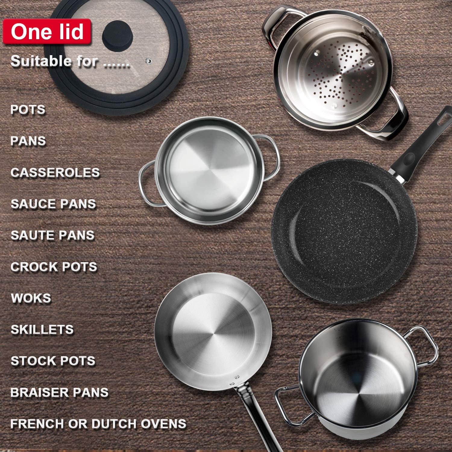 Kepooman Kitchen Universal Silicone Cookware Replacement Lids for Pots & Pans Kepooman Kitchen Universal Silicone Cookware Replacement Lids for Pots & Pans