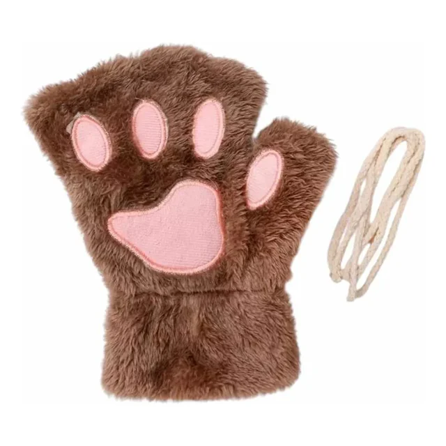 Guantes Cortos Gato Garrita Para Mujer - Kawaii Gatito