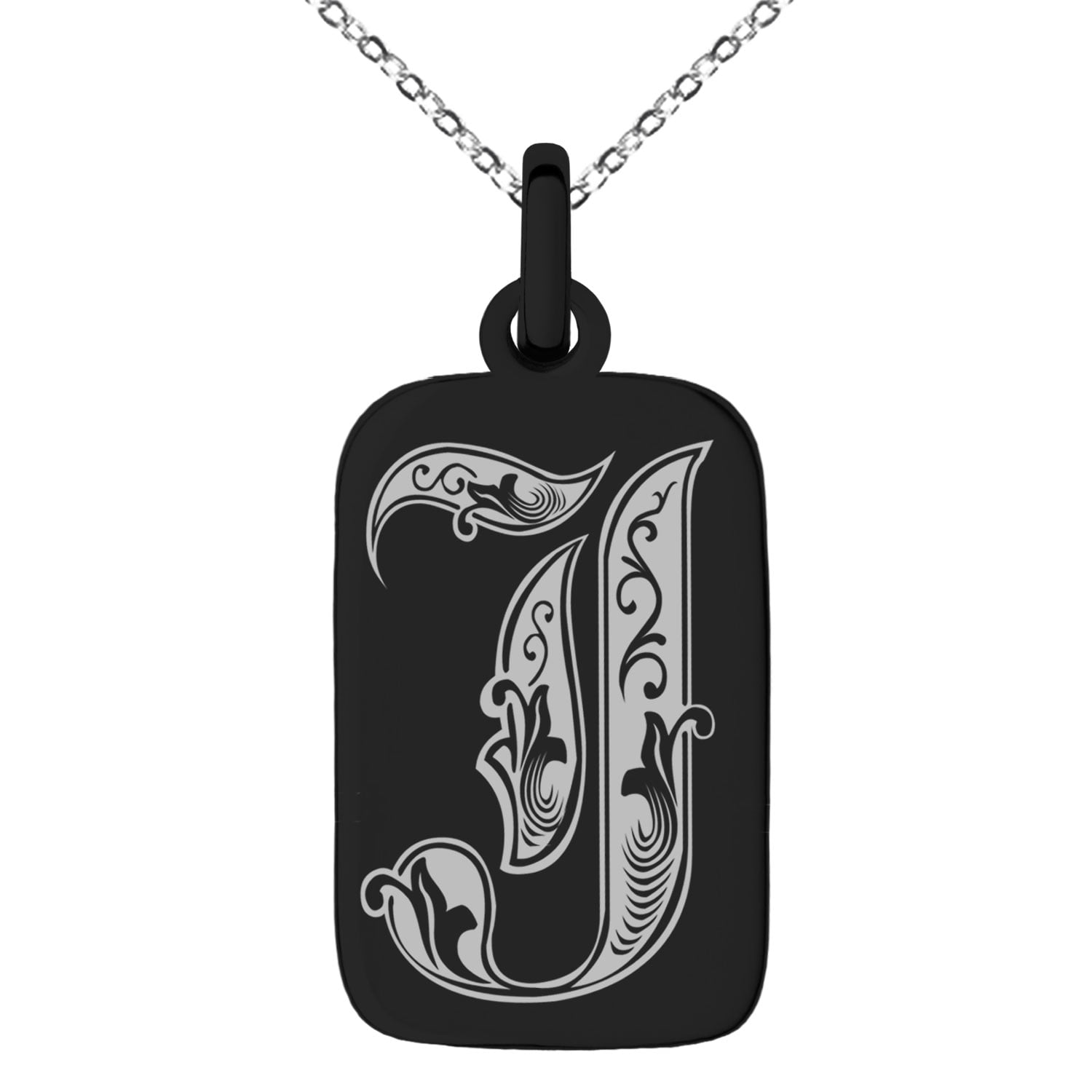 Stainless Steel Letter J Initial Royal Monogram Engraved Small