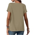 thumbnail image 6 of Womens Cotton Linen Summer Tops, Short Sleeve Shirts for Women Casual Lightweight Loose Fit Crewneck T-Shirts with Buttons, 6 of 6