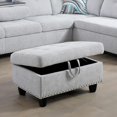 thumbnail image 2 of Sofa Ottoman with Storage, Ottoman Bench for Living Room, Bedroom, Rectangular, Light Gray Fabric, 2 of 15