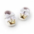 thumbnail image 1 of Baby princess shoes crown decoration cute female baby shoes soft bottom toddler shoes half film baby shoes solid color bow shoesPink silver7-12M-12cm He Qiyong unisex, 1 of 1