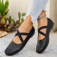 thumbnail image 6 of Women's Split Toe Crisscross Elastic Strap Mary Jane Flats, Soft Faux Leather Slip‑on Casual Walking Shoes for Daily Wear Black 36, 6 of 9