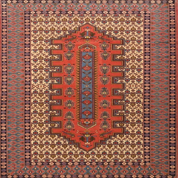 Ahgly Company Indoor Square Traditional Red Persian Area Rugs, 6' Square