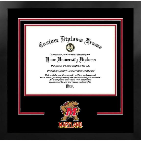 University of Maryland Terrapins 17w x 14h Spirit Diploma Manhattan Black Frame with Bonus Campus Images Lithograph (value savings $59)