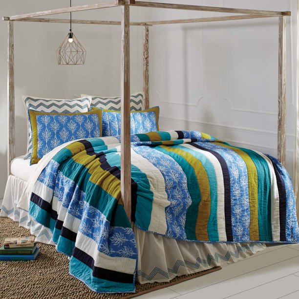 Cornflower Blue Coastal Bedding Laguna Cotton PreWashed Patchwork